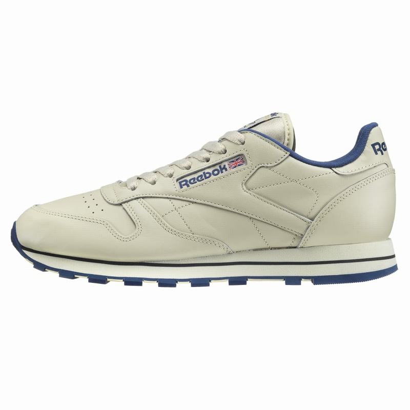 Reebok Classic Leather Tenisky Panske - Béžové/Námornícka Modrá QC9488DF